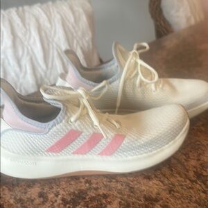 Adidas White and Pink Sneakers with Breathable Mesh